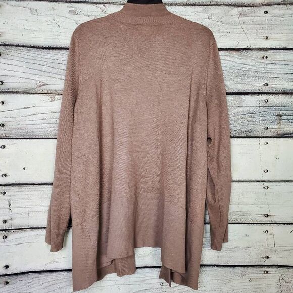 Spense Woman Taupe Open Front Cardigan Plus Size 1X Long Sleeve Pockets - Picture 2 of 6